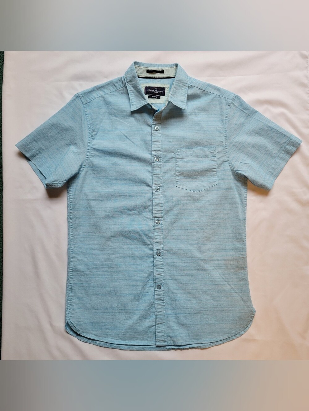 Across The Pond Button Down Shirt Mens Small Blue Short Sleeve